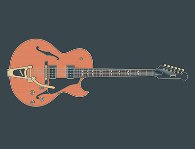 Gibson ES-195 art branding design electric guitar gears graphic design guitar guitar art guitar illustration guitarist illustration instrument logo music musician retro strings vector vector illustration vintage