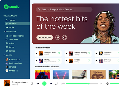 Spotify redesdign design interface music product design redesign ui ux