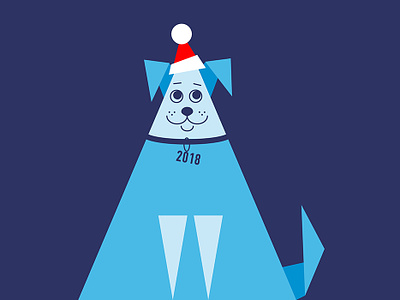 Dog 2018 2018 art blue design digital art dog fun illustration mans best friend mini illustration minimalism new year new year 2018 santa claus triangle vector