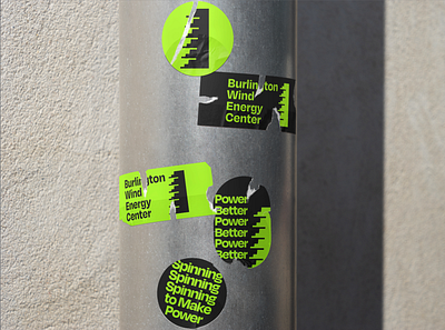 Burlington Wind Energy Stickers branding clean energy green logo minimal modern negative space renewable stickers sustainable wind wing