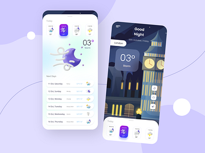 Weather App : Night Concept app design graphic design mobile mobile design ui ui design
