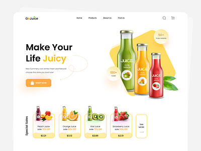 Fruit Juice : Landing Page Concept app design graphic design mobile mobile design ui ui design web design website website design