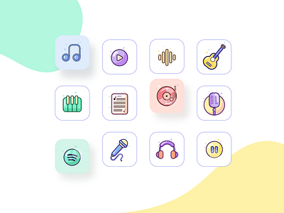 Icon Pack : Music app design graphic design icon icon pack illustration mobile mobile design music ui ui design