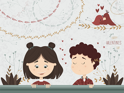 Векторная иллюстрация boy cartoon girl illustration valentines day vector