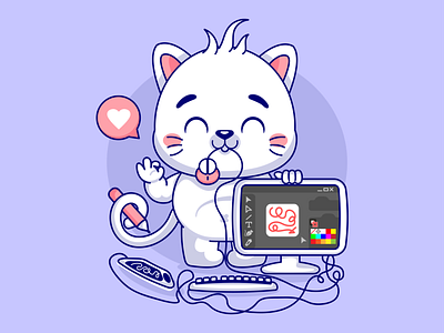 Милый котик графический дизайнер cartoon illustration kitty vector