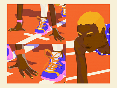 Diversity Stamps graphic design illustration sports track vector