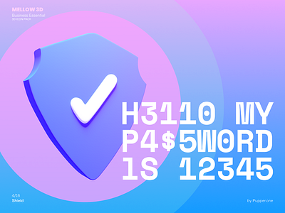 Mellow 3D Icon Pack | 4/16 - Shield 3d blender bold branding clean colorful design digital figma gradient graphic design icon iconpack password pink protection purple security soft