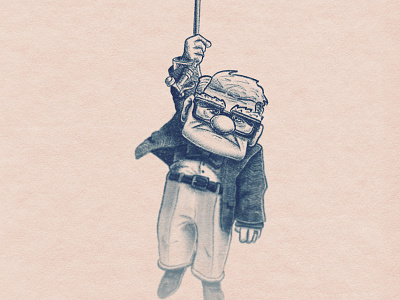 Carl from UP disney draw drawing hand made illustration old man paper pixar sketch texture up