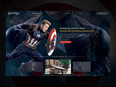 Captain America Landing Page animation concept design graphic design hero marvel ui ux video web website