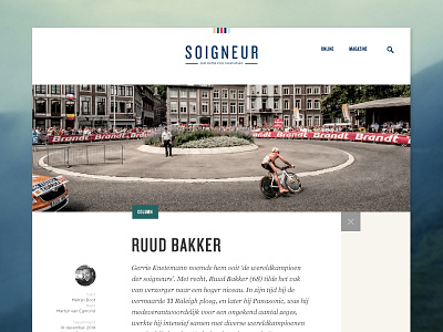 Post overview Soigneur Magazine article blog cycling layout magazine post read ux web