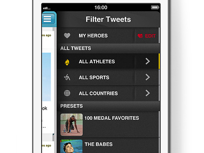London Heroes App app filter interface iphone london mobile presets titanium ui