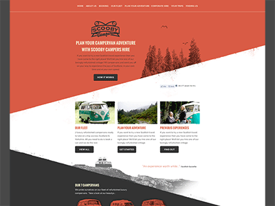 Scooby Camper's responsive homepage. campers design homepage interface ipad mac responsive retro scooby texture user