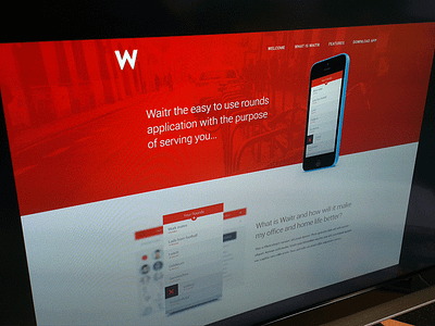 Waitr one-pager app burnt design layout minimal orange red rounds waitr website
