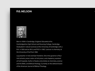 P.G Nelson — About design grid illustration layout logo minimal poster type ui website