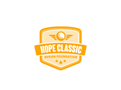 Rypien Foundation Hope Classic Logo - Shield charity event golf golf logo golfing logo orange shield tournament