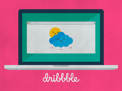 Dribbble First Shot flat illustration macbook safari web