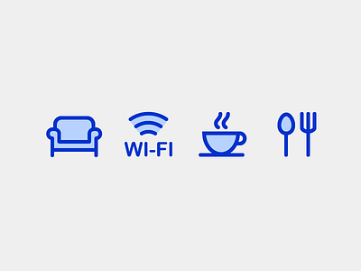Services icons coffee couch food icons service wi fi