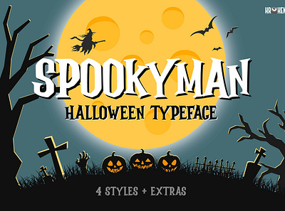 Spookyman - Halloween + Extras Typeface branding font halloween logotype promotion retro scary typeface