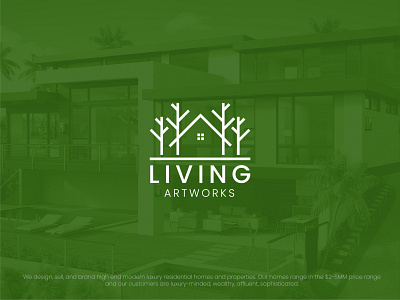 Logo Design Living Artworks branding house logo minimalist real estate trees