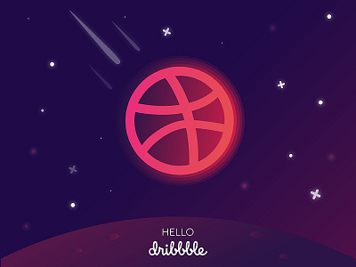 Hello Dribbble dribbble first shot space start