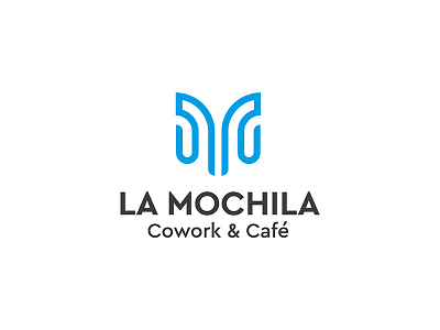 LA MOCHILA flat design letter m m logo