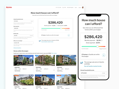 Home Affordability Calculator affordability design house real estate redfin ui ux