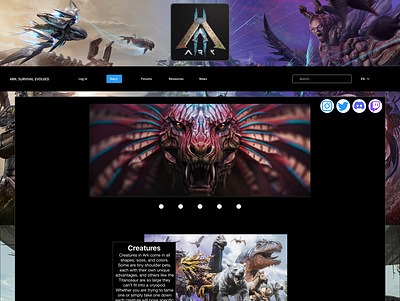 Homepage Mockup For Gaming Website (Ark 2: Survival Evolved) branding design graphic design ui ux