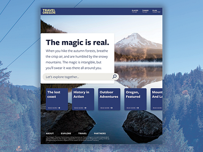 Travel Oregon - Daily UI: Landing Page Design app design flat minimal typography ui ux web website