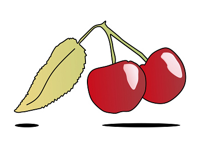 The illustration about Cherry fruit with leaf green