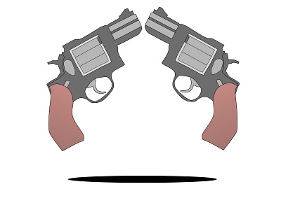 a vector illustration of 2 guns facing each other on a white bac