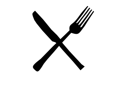 a black knife and fork illustration, food business