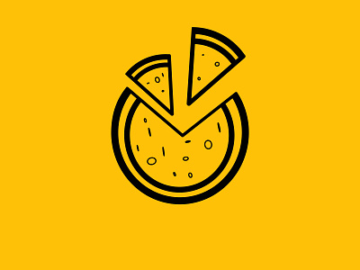 an illustration of a pizza icon with an orange background, a foo