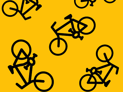 a Vector illustration of several bicycle icons on an orange back