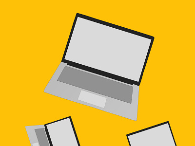 a Vector illustration of several laptop icons on an orange backg