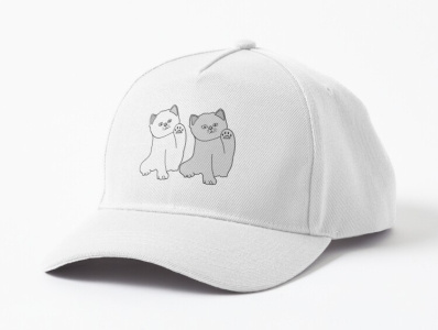 Baseball cap with 2 cat pose Hands up bussines graphic design illustration image vector