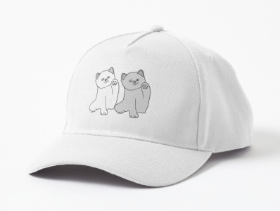 Baseball cap with 2 cat pose Hands up