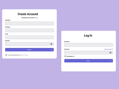 SignUp/ LogIn design ui