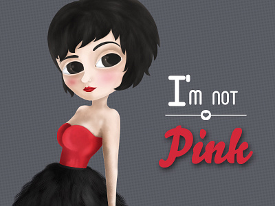 I'm not Pink girl illustration red