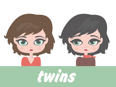 Twins girls illustration twins