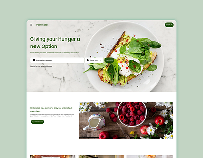 Food Delivery Landing Page clean color design designers flat icon landing page logo minimal typography ui ux web