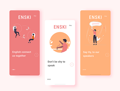 ENSKI-English Learning App branding clean color concept design designers illustration minimal mobile typography ui uiux ux