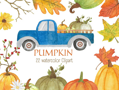 Pumpkin Watercolor Clipart design graphic design illustration motion graphics