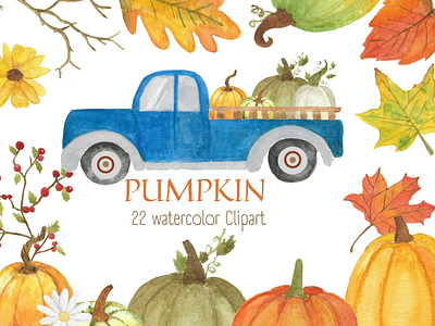 Pumpkin Watercolor Clipart