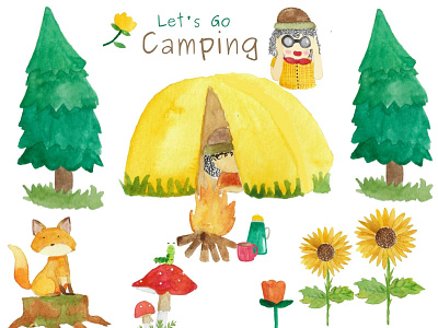 Camping Watercolor design graphic design illustration watercolor