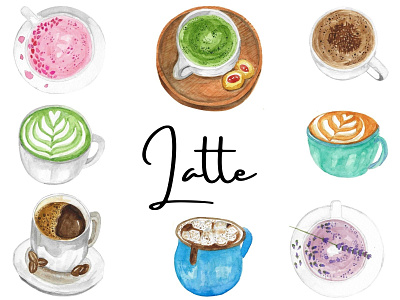 Cafe Latte Watercolor design graphic design illustration watercolor