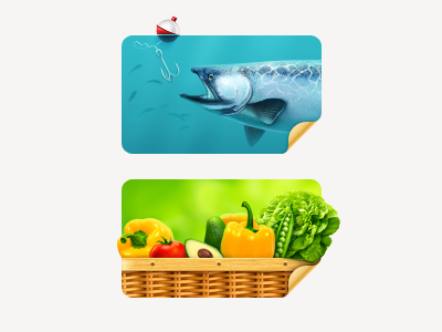 Teasers bait basket fish hook icon vegetables