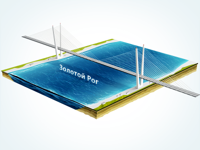 Сable-stayed Bridge Teaser bay bridge illustration landscape russia shore slice teaser water waves