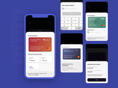 CRED 2.0 | Bill Payment use-cases amount android app bank bill cards clean creditcard finance fintech ios keyboard mastercard mobile money payment payments successful visa