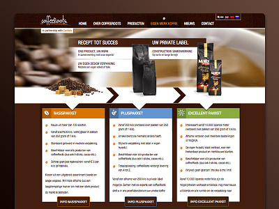 Private label packages CoffeeRoots call to action coffee contactform easy to use interaction overview packages proces responsive usability visualisation webdesign
