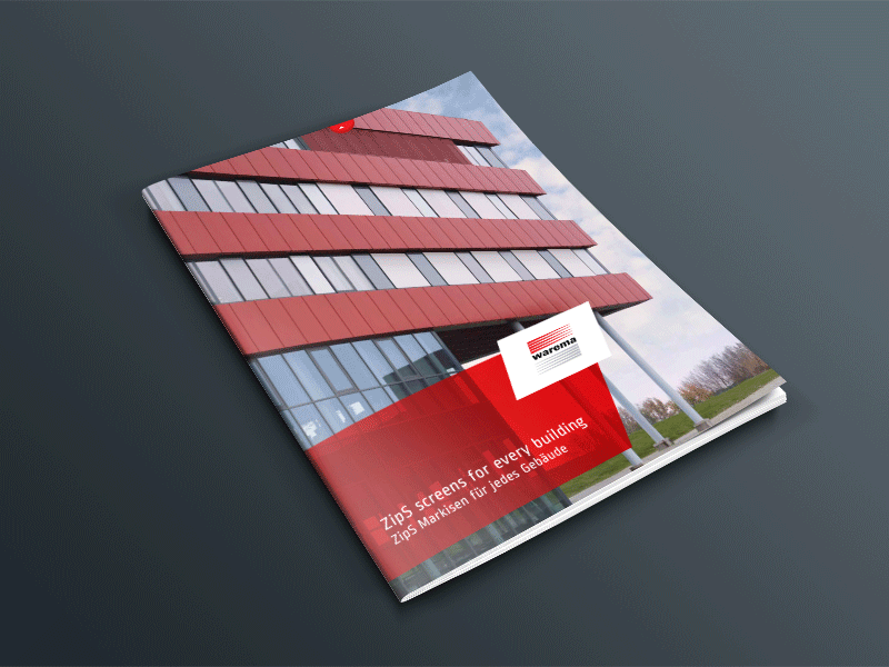 Warema ZipS brochure cover unique details user experience live animation interactive design custom print brochure magazine